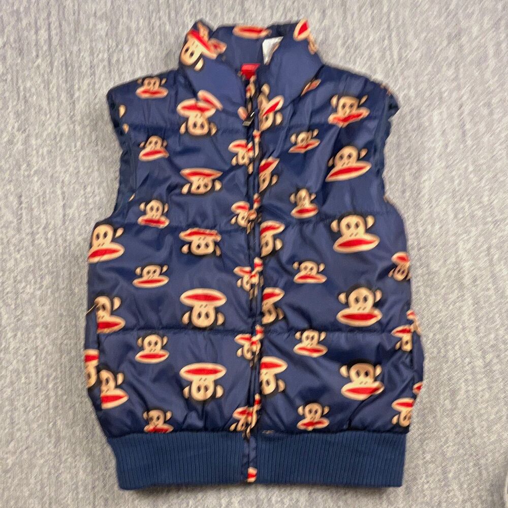 Paul Frank Julius Boys 5T Blue Puffer Vest All-Over Print Full Zip